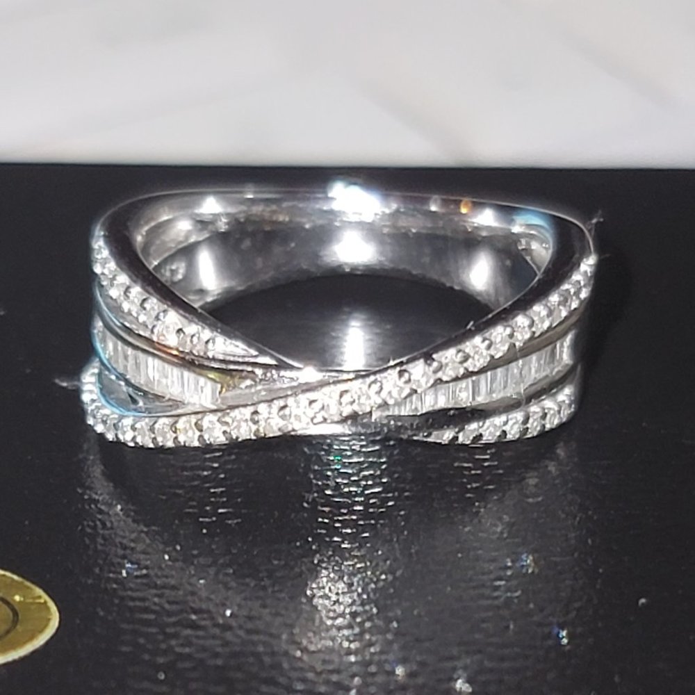 brilliant 1/2 ct baguette and round diamond ring 925JS